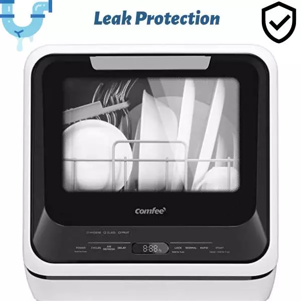 Leak Protection on 80% Water Saving in COMFEE Portable Countertop Dishwasher