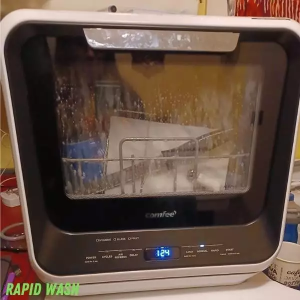 Rapid Wash on 80% Water Saving in COMFEE’ Portable Countertop Dishwasher
