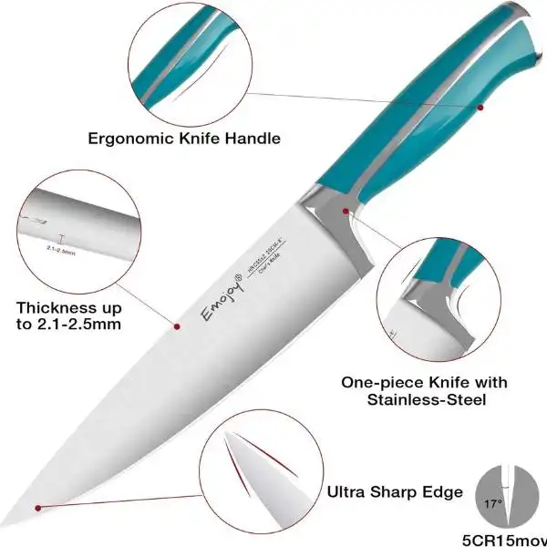 Emojoy 15-Piece kitchen knife Set are Ergonomic Knife Handle