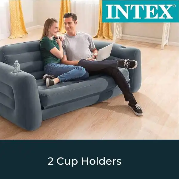 Inflatable Pull Out Sofa Bed have 2 Cup Holders