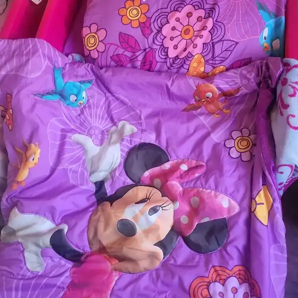 Disney Fluttery Friends Toddler Bedding Set has 55% Cotton / 45% Polyester 180tc