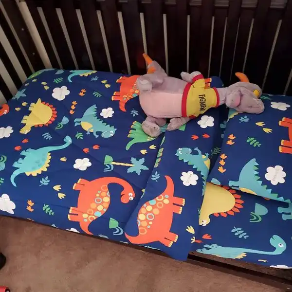 Cloele Dinosaur Toddler Bedding Set has 95% Polyester and 5% Spandex