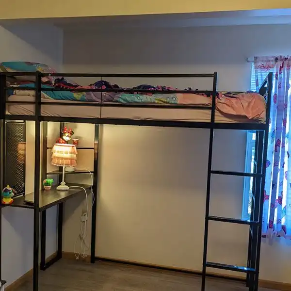 ADOVA Full Loft Bed with Desk has Built-in Ladders