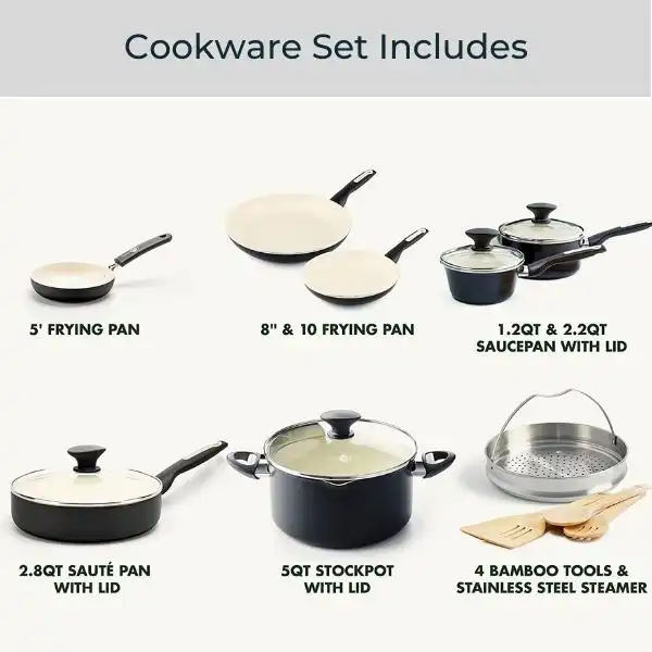  GreenPan Rio Healthy Ceramic Cookware have Cookware Set Includes