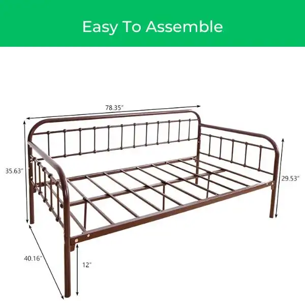 HOMERECOMMEND Twin Metal Daybed is Easy To Assemble