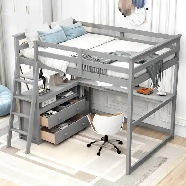 Loft Bed With L-Shaped Desk