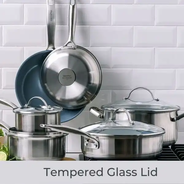 GreenPan Treviso Ceramic Cookware set  has Tempered Glass Lid 
