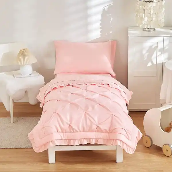 4 Pieces Pleated Toddler Bedding Set has Unique Design