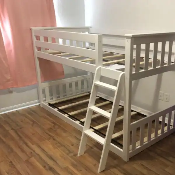 Max & Lily Low Bunk Bed has Angled Ladder for Easy Climbing