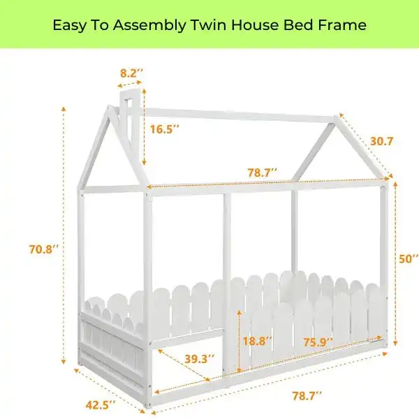 Easy To Assembly Twin House Bed Frame