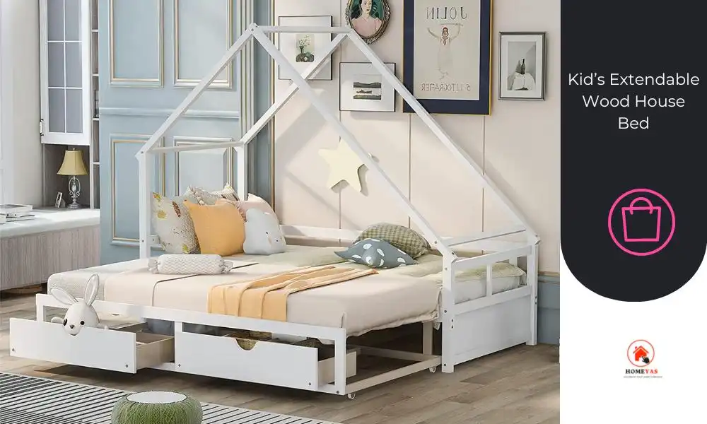 Kid’s Extendable Wood House Bed
