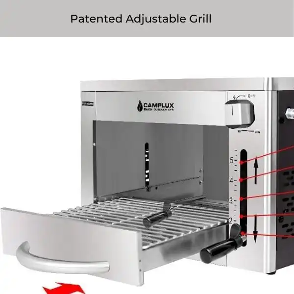 Camplux Propane Infrared Steak Grill has Patented Adjustable Grill