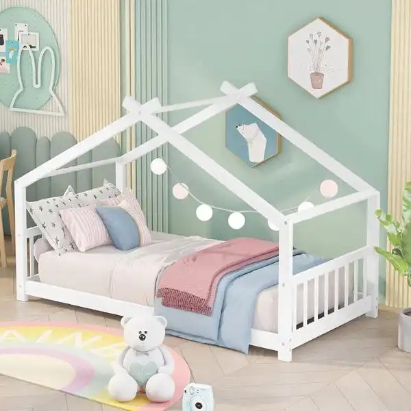 Bellemave Toddlers House Wood Montessori Bed have Sturdy Bed Frame