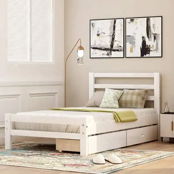 Twin Platform Bed with 2 Storage Drawers