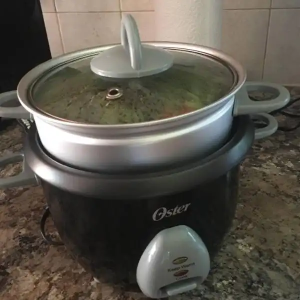 Automatic Keep Warm Setting-(oster 6-cup rice cooker with steaming tray)