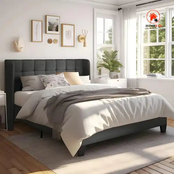 Allewie Queen Size Platform Bed Frame with Wingback
